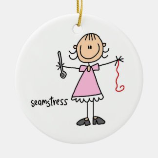 Seamstress-Strichmännchen Keramik Ornament