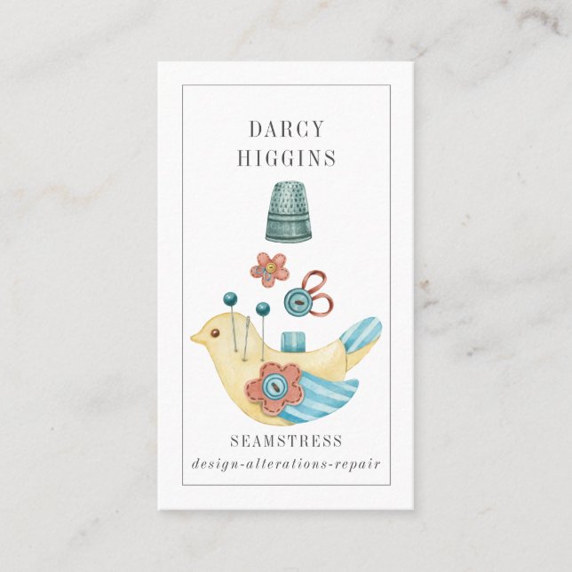 Seamstress Tailor Button Kissenhalterung Taster Visitenkarte (Vorderseite)