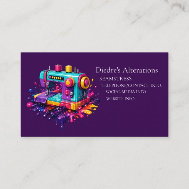 Seamstress Tailor Dressmaker Business Card Visitenkarte (Vorderseite)