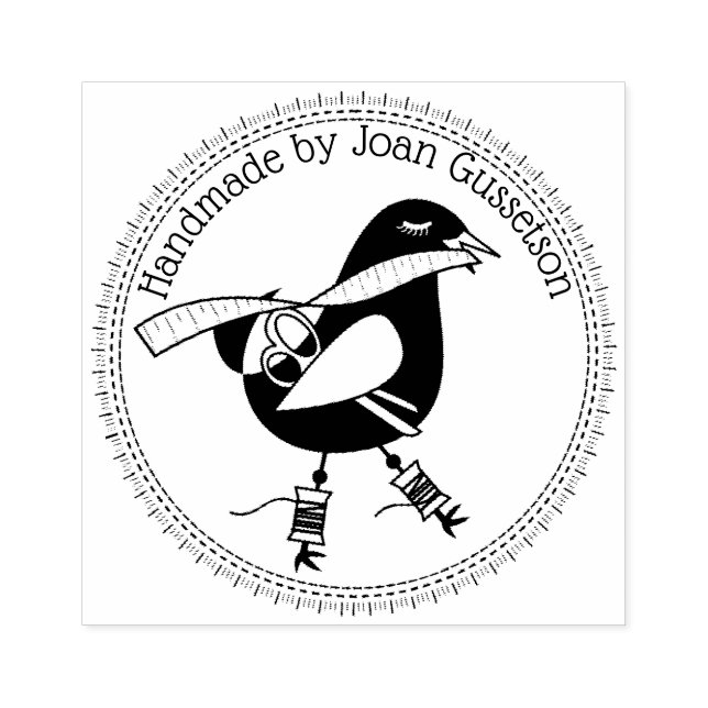 Seamstress Vogelnähte handgefertigt mit Liebe Brie Gummistempel (Prägung)