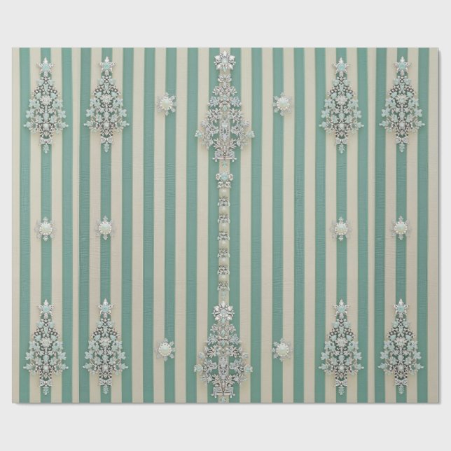 Seaoam Striped Crystal Trees Geschenkpapier (Flach)