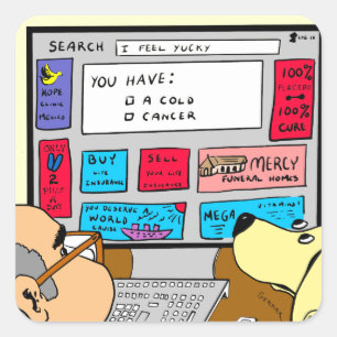 Search Engine 883 Diagnosen-Cartoon Quadratischer Aufkleber