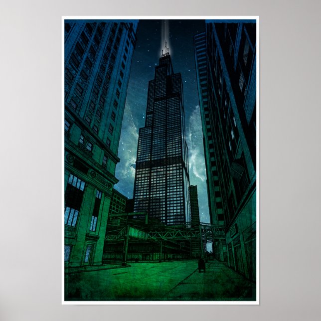Sears Tower Architectural Zeichnend Poster (Vorne)