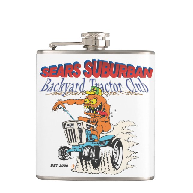 Searsvorstadthinterhof-Traktor-Verein-Flasche Flachmann (Vorderseite)