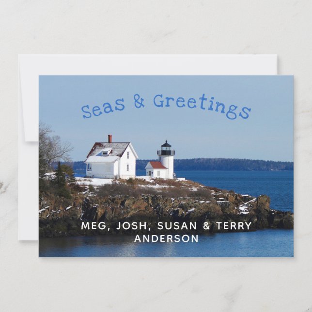 Seas and Greeting Lighthouse Holiday Card (Vorderseite)