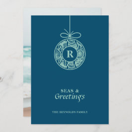 Seas and Greetings Seashell Ornament Feiertagskarte