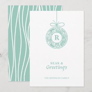 Seas and Greetings Seashell Ornament Feiertagskarte