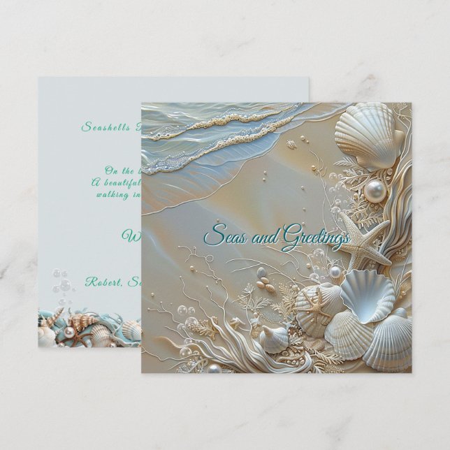Seas and Greetings Starfish Muscheln Pearls Karte (Vorne/Hinten)