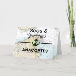 Seas & Greetings Chart - Anacortes Feiertagskarte