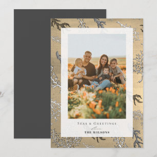 Seas & Greetings Coral Gold Holiday Foto Card Einladung