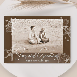 Seas & Greetings Foto Beach Sepia Brown Feiertagskarte