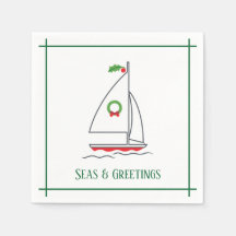 Seas & Greetings Nautic Holiday Napkin Green