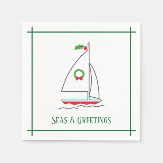Seas & Greetings Nautic Holiday Napkin Green Serviette