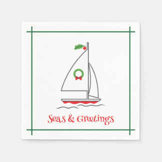 Seas & Greetings Nautic Holiday Napkin Red Green Serviette