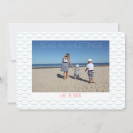 Seas Greetings Nautical Coastal Holiday Foto Card Feiertagskarte