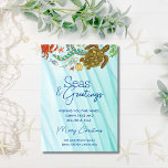 Seas & Greetings Nautical Ocean Beach Weihnachten<br><div class="desc">Senden Sie mit dieser stilvollen Küsten-Urlaubskarte Urlaubsfreuden an Familie und Freunde. Das Design besticht durch ein Aqua-Aquarell-Ozeandesign mit Ihrem personalisierten Namen und persönlichem Gruß - mit "Frohe Weihnachten" gezeigt. Feiern Sie die Saison mit diesem nautischen Ozean-Design von Cherry Lane Designs!</div>