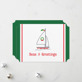 Seas & Greetings Nautical Pub Holiday Card Weiß Feiertagskarte
