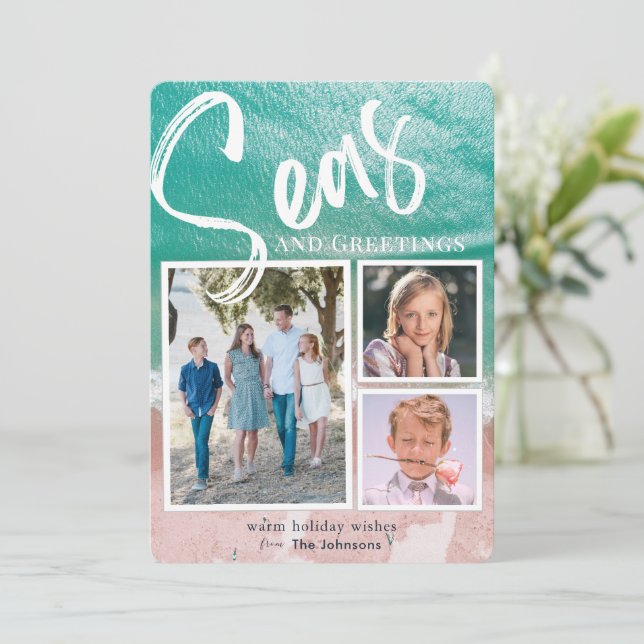 Seas & Greetings Ocean Holiday 3 Foto-Karte Einladung (Stehend Vorderseite)