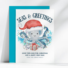 Seas & Greetings Octopus Santa Christmas Feiertagskarte