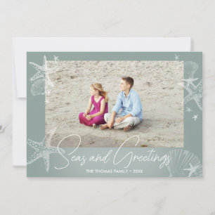 Seas & Greetings Sage Foto Beach Starfish Feiertagskarte