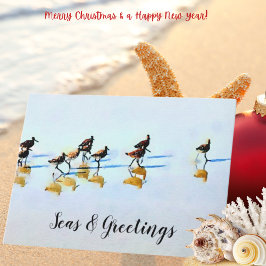 Seas & Greetings~Sandpipers Weihnachtskarte Feiertagskarte
