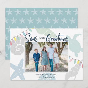 Seas & Greetings Seashell Holiday Foto Card Einladung