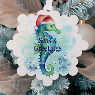 Seas & Greetings Seepferd Weihnachten an der Küste Ornament Karte