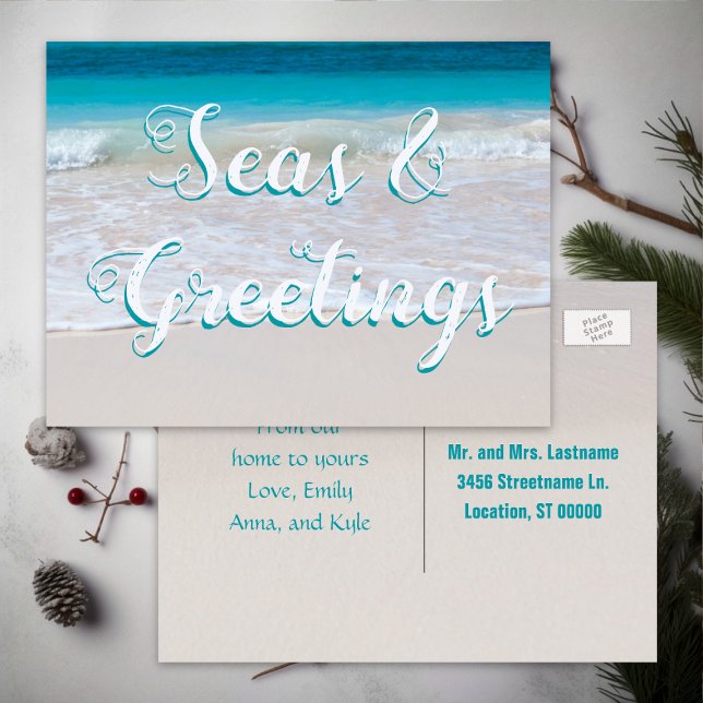 Seas n Greetings Beach Weihnachtskarte Feiertagspostkarte (Von Creator hochgeladen)