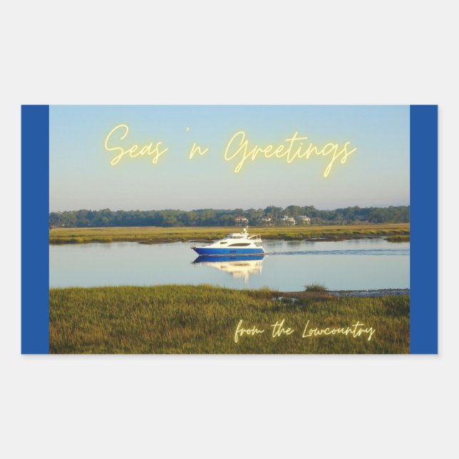 Seas n Greetings from Lowcountry Hilton Head Rechteckiger Aufkleber (Vorderseite)