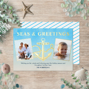 Seas N Greetings Nautical Christmas Anchor Foto Folien Feiertagskarte