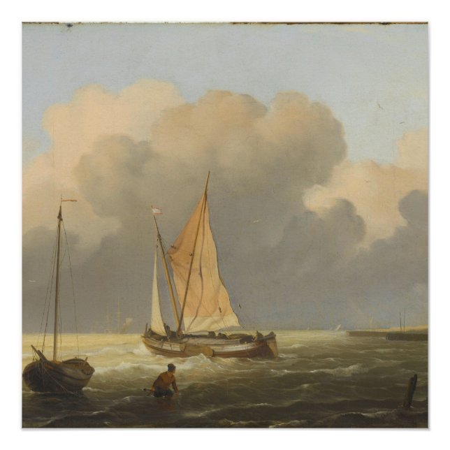 Seas off Coast, mit Spritsail Barge Poster (Vorderseite)