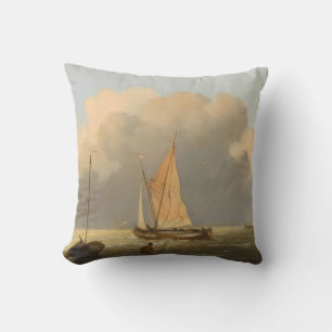 Seas off Coast, mit Spritsail Barge Poster Kissen