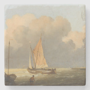 Seas off Coast, mit Spritsail Barge Poster Steinuntersetzer