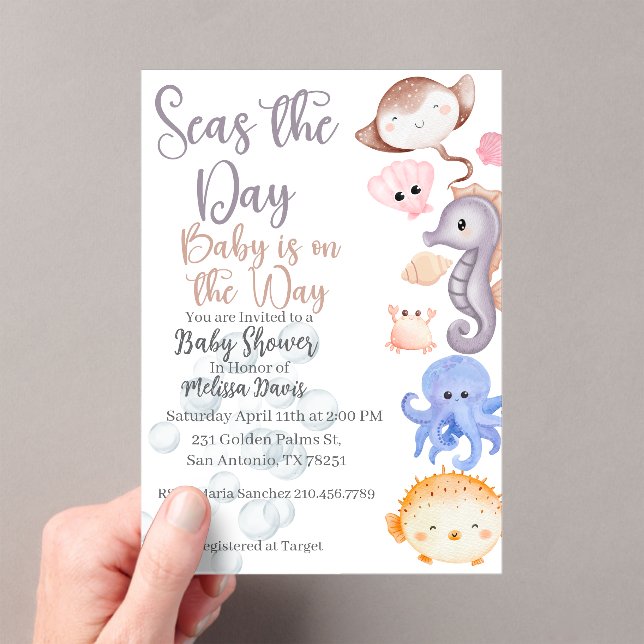 Seas the Day Baby Shower Invitation  Acryleinladungen (Insitu (Handheld))