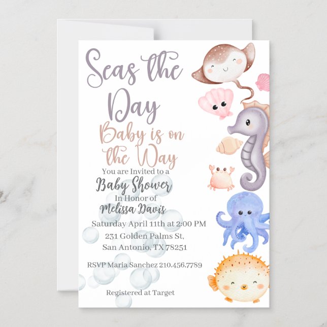 Seas the Day Baby Shower Invitation  Magneteinladung (Vorderseite)