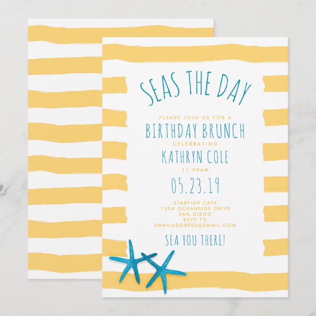 Seas The Day Beach Brunch Einladung (Vorne/Hinten)