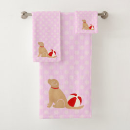 Seas the Day Beach Hunde Pink Bath Handtuch Set