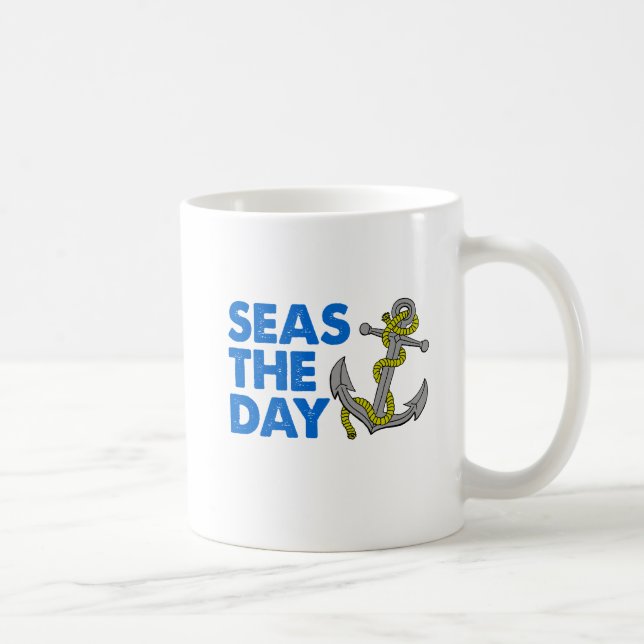 Seas The Day Cartoon Anchor Tasse (Rechts)