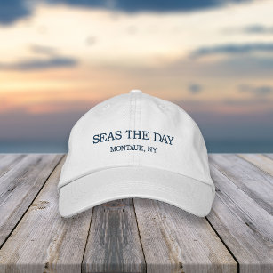 Seas the Day   Ihr Stadt- oder Strandname Bestickte Kappe
