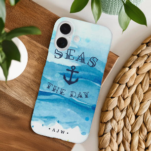 Seas the Day Monogramm iPhone 16 Hülle