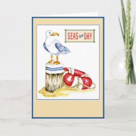 Seas The Day Nautical 12x18 Card mit Verse Karte