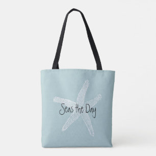 Seas the Day Vintag Starfish Illustration Blue