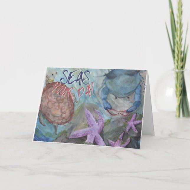 Seas Your Day Jede Gelegenheit Aquarell Seekarte Karte (Vorderseite)