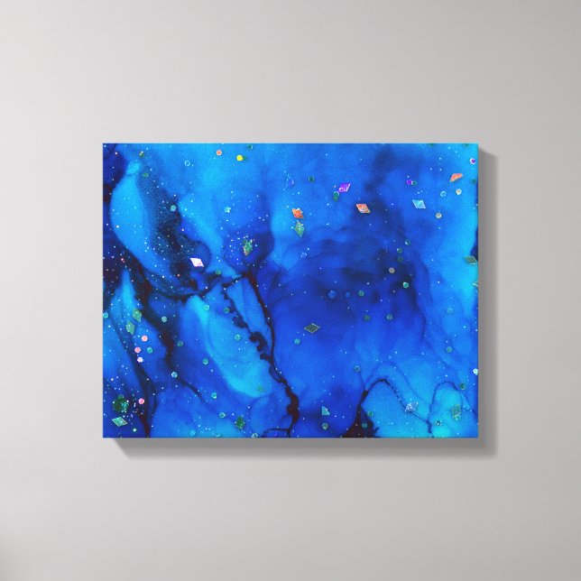 Seascape Alcohol Ink Abstract Leinwanddruck (Vorderseite)