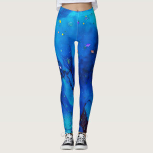 Seascape Alcohol Tinte Abstrakt Leggings