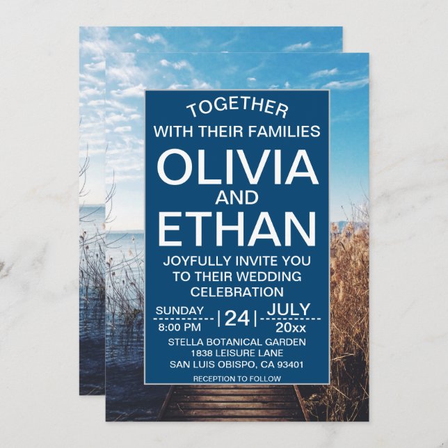 Seascape Beach feiern Einladung Hochzeit (Vorne/Hinten)