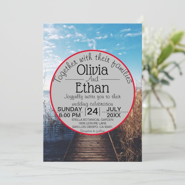 Seascape Beach feiern Einladung Hochzeit (Stehend Vorderseite)