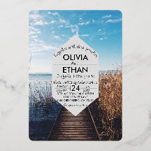 Seascape Beach feiern Hochzeitsfoil Einladung