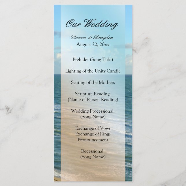Seascape Beach Hochzeit Blue Ocean Programm