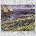 Seascape bei Saintes Maries von Vincent van Gogh Puzzle<br><div class="desc">Seascape at Saintes-Maries by Vincent van Gogh ist ein Vintages Meeresbild mit Segel-Boote auf dem Ozean mit Wellen. Seascape ist ein Post-Impressionismus mit  Kunst. Über den Künstler: Vincent Willem van Gogh war ein postimpressionistischer Maler,  dessen Werk durch seine raue Schönheit,  emotionale Ehrlichkeit und seine kühne Farbe besonders bemerkenswert war.</div>